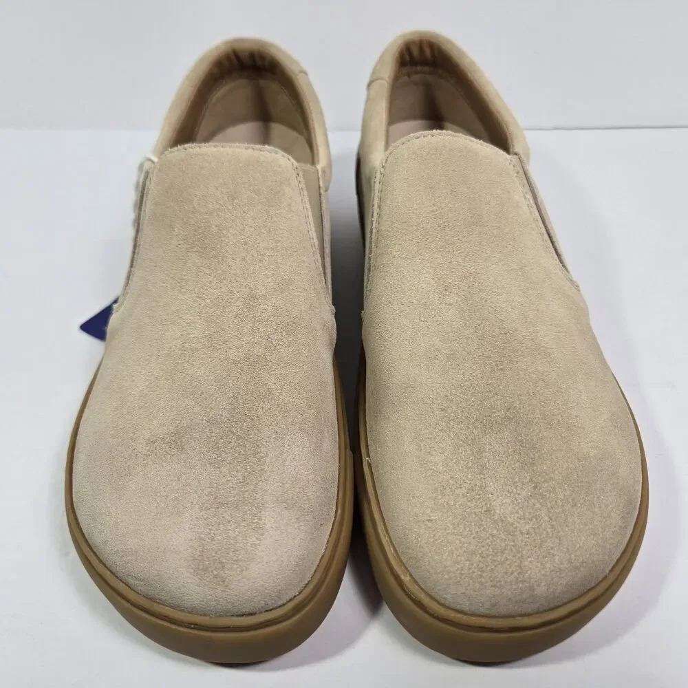 Birkenstock Women's Beige Suede Slip-On Flats